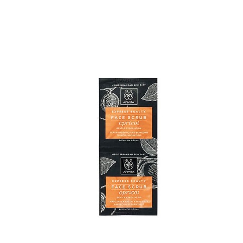 Apivita EXPRESS BEAUTY Scrub Προσώπου για Ήπια Απολέπιση με Βερύκοκο, 2x8ml