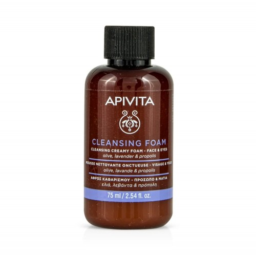 Apivita Cleansing Foam Face & Eyes Κρεμώδης Αφρός Καθαρισμού για Πρόσωπο & Μάτια, 75ml (Travel size)