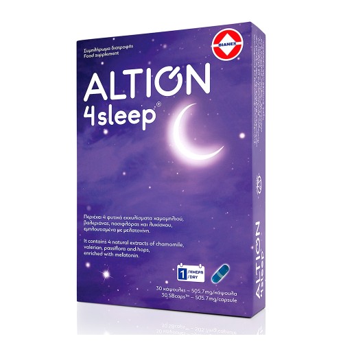 Altion 4sleep Συμβάλλει στην Βελτίωση της Ποιότητας του Ύπνου - Αϋπνία, 30 κάψουλες