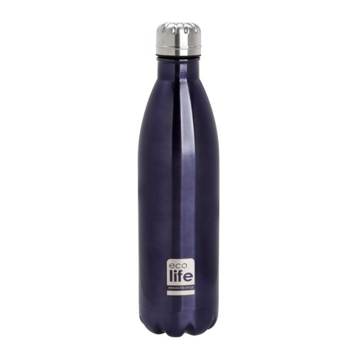 Ecolife Μεταλλικό Ανοξείδωτο INOX Παγούρι Θερμός 1lt, Χρώμα: Purple, 1 τεμάχιο