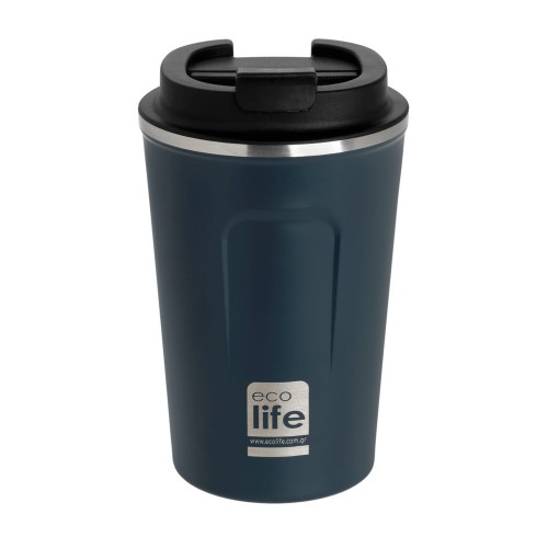 Ecolife Coffee Thermos, Μεταλλικό Ανοξείδωτο INOX Θερμός 370ml, Χρώμα: Dark Blue, 1 τεμάχιο
