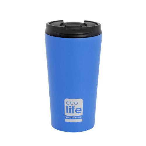 Ecolife Coffee Thermos, Μεταλλικό Ανοξείδωτο INOX Θερμός 370ml, Χρώμα: Sky blue matte, 1 τεμάχιο
