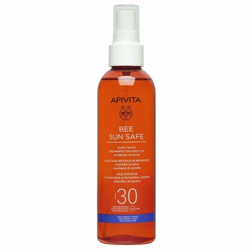Apivita Bee Sun Safe Satin Touch The Perfecting Body Oil SPF30 Λάδι Σώματος για Μαύρισμα & Μεταξένια Αίσθηση, 200ml