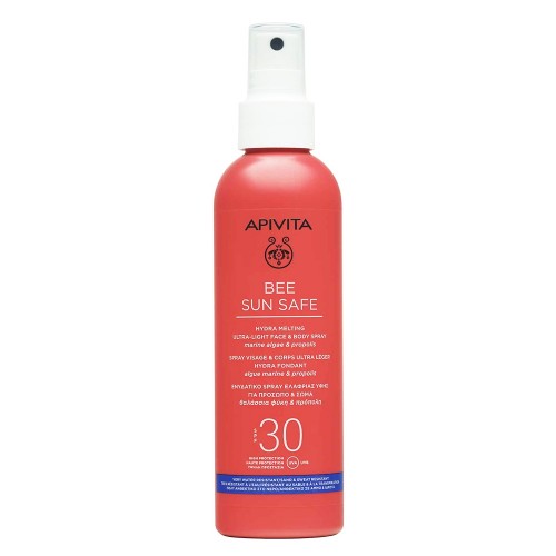 Apivita Bee Sun Safe Hydra Melting Ultra Light Face & Body Spray Ενυδατικό ΑντιηλιακόΣπρέι Προσώπου Σώματος με Θαλάσσια Φύκη & Πρόπολη SPF30, 200ml