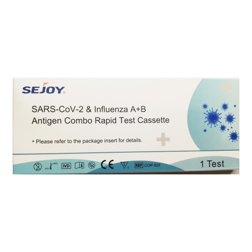 Sejoy SARS-CoV-2 & Γρίπη A+B Antigen Combo Rapid Test Cassette Τεστ Ανίχνευσης Αντιγόνων, 1 τεμάχιο