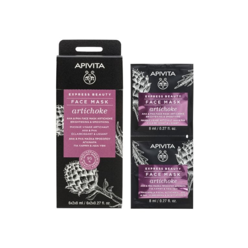 Apivita Express Mask AHA & PHA Μάσκα Προσώπου με Αγκινάρα για Λάμψη & Λεία Υφή, 2x8ml