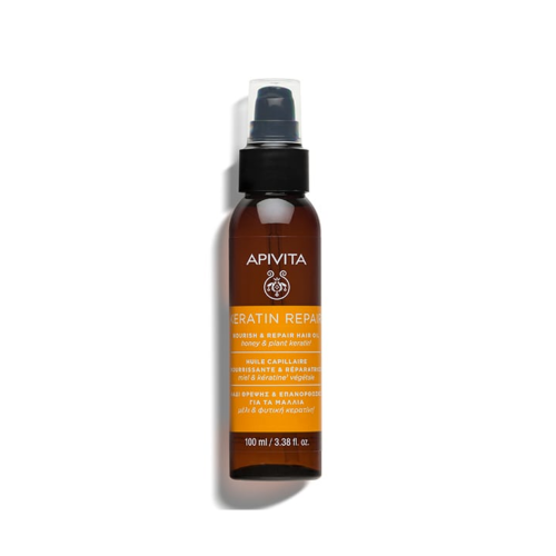 Apivita Keratin Repair Nourish & Repair Hair Oil Λάδι Θρέψης & Επανόρθωσης με Μέλι & Φυτική Κερατίνη, 100ml