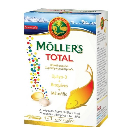 Moller's Total Βιταμίνες  - Μέταλλα -  Ωμέγα-3 -  28ταμπλέτες 