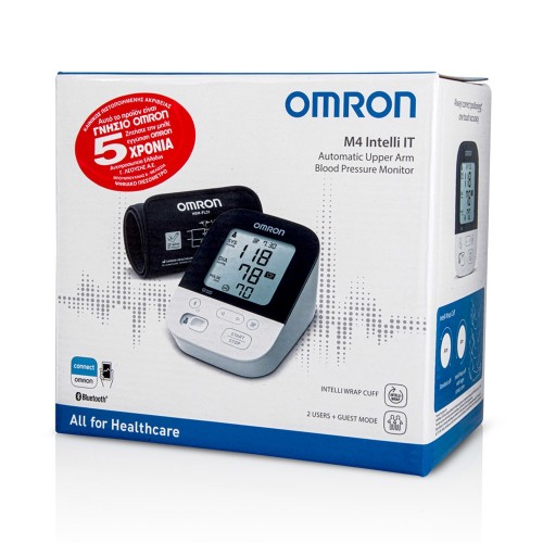 Omron M4 Intelli IT Automatic Upper Arm Blood Pressure Monitor Έξυπνο Πιεσόμετρο Μπράτσου, 1 τεμάχιο