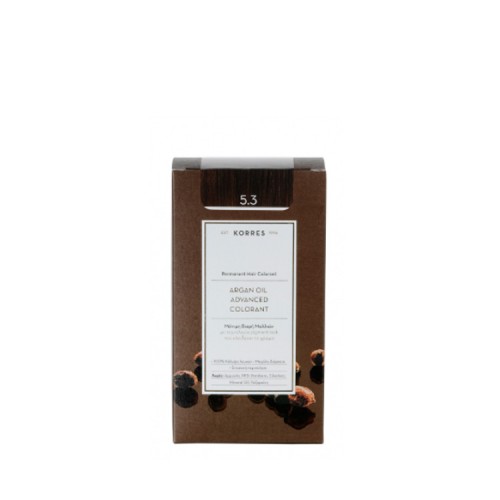 Korres Argan oil advanced colorant Μόνιμη Βαφή - 5.3 Καστανό Ανοιχτό Χρυσό Μελί 50ml