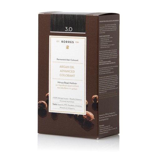 Korres Argan oil advanced colorant Μόνιμη Βαφή - 3.0 Καστανό Σκούρο - 50ml