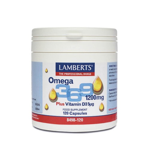 Lamberts Omega 3-6-9 1200mg + Vitamin D3 5μg, 120 κάψουλες