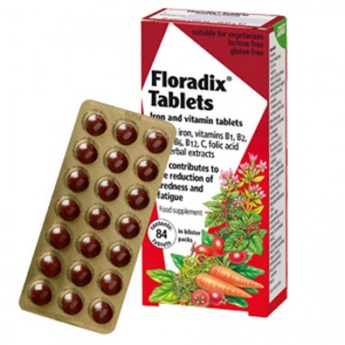 Power Health Floradix Tablets, Τονωτικό Συμπλήρωμα Διατροφής για Γυναίκες με Οργανικό Σίδηρο, Βιταμίνες C & B Complex - 84 ταμπλέτες
