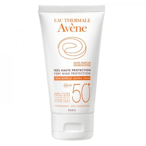 Avene Eau Thermale Creme Minerale SPF50+ Αντιηλιακή Κρέμα Προσώπου για το μη ανεκτικό & ευαισθητοποιημένο δέρμα, χωρίς Άρωμα - 50ml