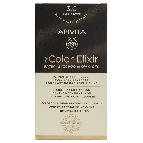 Apivita My Color Elixir Μόνιμη Βαφή Μαλλιών - No.3.0 Καστανό Σκούρο, (50ml + 75ml +15ml)