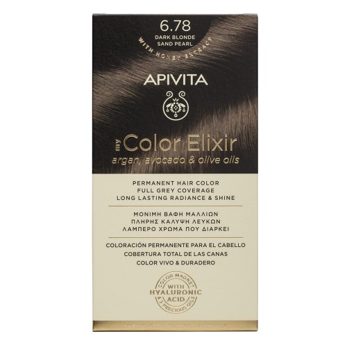 Apivita My Color Elixir Μόνιμη Βαφή Μαλλιών No 6.78 Ξανθό Σκούρο Μπέζ Περλέ - 1 τεμάχιο