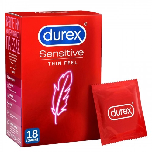 Durex Sensitive Προφυλακτικά Λεπτά για Μεγαλύτερη Ευαισθησία, 18τεμάχια