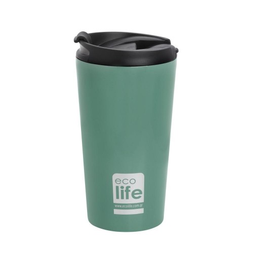 Ecolife Coffee Thermos, Μεταλλικό Ανοξείδωτο INOX Θερμός 370ml, Χρώμα: Light Blue, 1 τεμάχιο