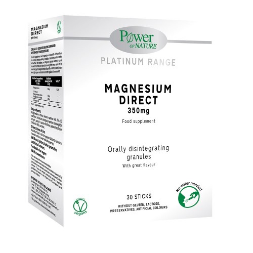 Power of Nature Platinum Range Magnesium Direct 350mg  Συμπλήρωμα διατροφής Μαγνησίου, 30 φακελάκια