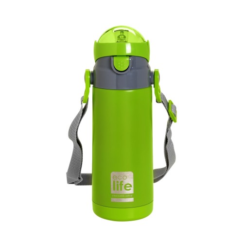 Ecolife Ανοξείδωτο Παγούρι Θερμός Kids Thermos Inox Big, 400ml, Χρώμα: Πράσινο, 1 τεμάχιο 