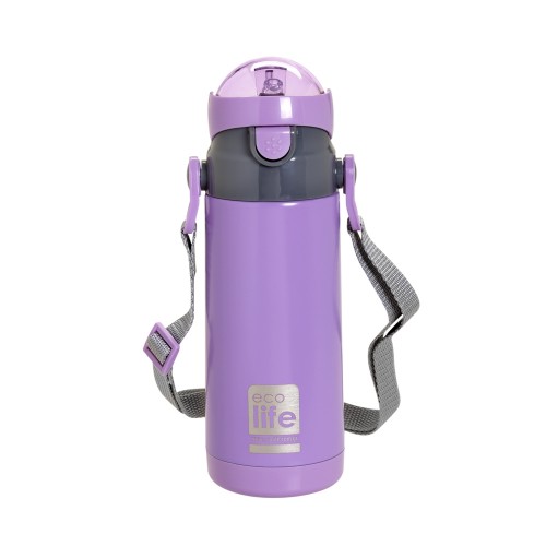 Ecolife Ανοξείδωτο Παγούρι Θερμός Kids Thermos Inox Big, 400ml, Χρώμα: Λιλά, 1 τεμάχιο 