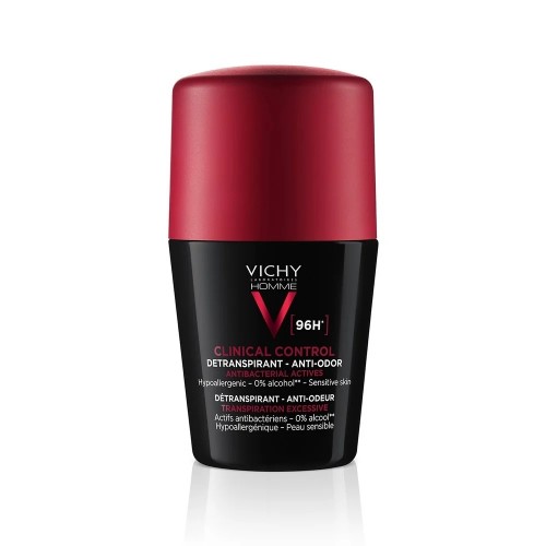 Vichy Homme Clinical Control 96h Detranspirant Anti-Odor Deodorant Roll-on Αποσμητικό για Ευαίσθητες Επιδερμίδες, 50ml