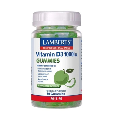 Lamberts Vitamin D3 1000iu Gummies με Φυσική Γεύση Μήλου, 60 Gummies