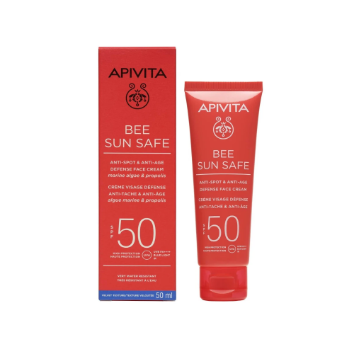 Apivita Bee Sun Safe Anti-Spot & Anti-Age Defense Face Cream, Αντηλιακή Κρέμα Προσώπου Κατά των Πανάδων & των Ρυτίδων SPF50, 50ml