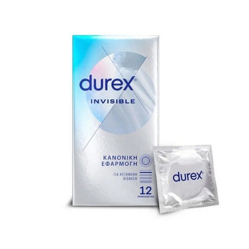 Durex Invisible Extra Thin - Πολύ Λεπτά Προφυλακτικά, 12 Tεμάχια