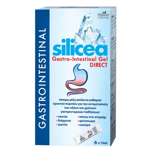Hubner Silicea Gastro-Intestinal Gel Direct για Άμεση Αντιμετώπιση Οξέων & Χρόνιων Γαστρεντερικών Παθήσεων, 6 x 15ml