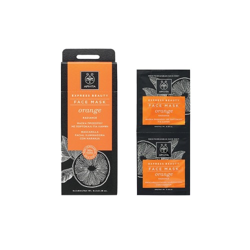 Apivita EXPRESS BEAUTY Μάσκα Προσώπου για Λάμψη με Πορτοκάλι, 2x8ml