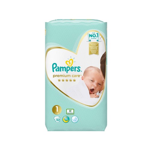 Pampers Premium Care Newborn No.1 (2-5kg) Βρεφικές Πάνες - 52 τεμάχια