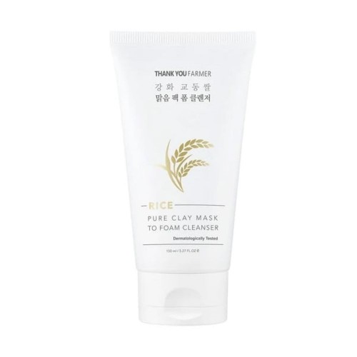 Thank You Farmer Rice Pure Clay Mask to Foam Cleanser Αφρώδες Καθαριστικό Προσώπου, 150ml