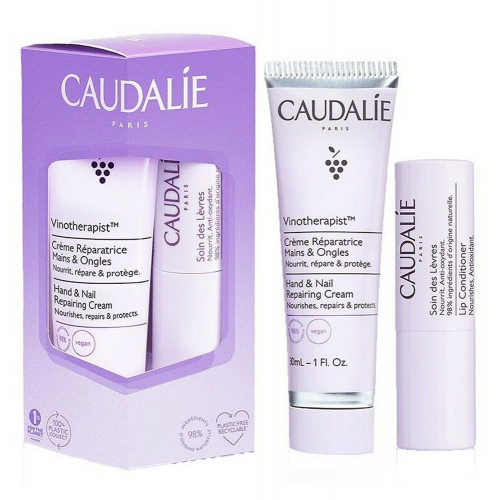 Caudalie Πακέτο Vinotherapist Hand & Nail Repair Cream, Ενυδατική & Επανορθωτική Κρέμα Χεριών & Νυχιών 30ml &  & Lip Conditioner Για Ενυδάτωση Tων Χειλιών, 4,5gr