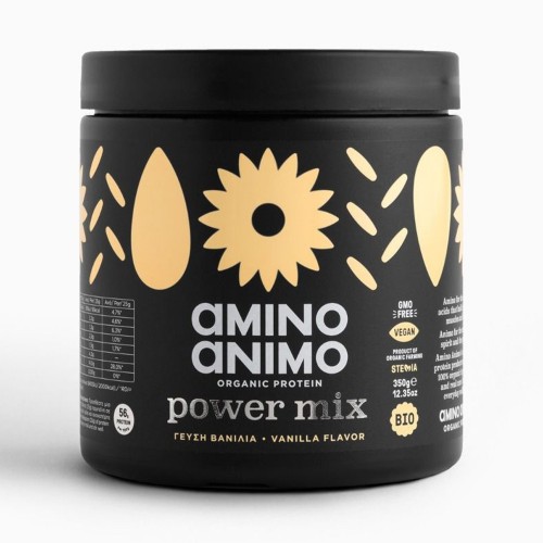Amino Animo Bio Power Mix Vanilla Flavor, Βιολογική Σκόνη Πρωτεΐνη με γεύση Βανίλια 350 gr