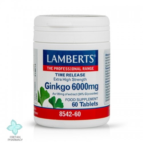 Lamberts Ginkgo Biloba Extract 6000mg, 60 ταμπλέτες