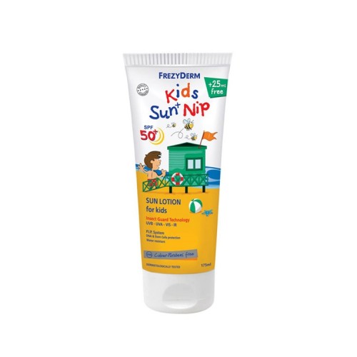 Frezyderm Kids Sun Nip Care SPF50+ Παιδικό Αντιηλιακό Γαλάκτωμα & Προστασία από έντομα παραλίας, 175ml