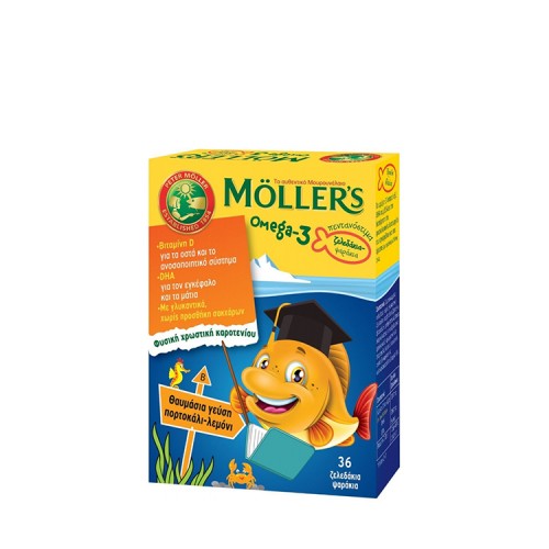 Moller's Omega-3 για Παιδιά - Ζελεδάκια Ψαράκια με γεύση Πορτοκάλι/Λεμόνι, 36 τεμάχια