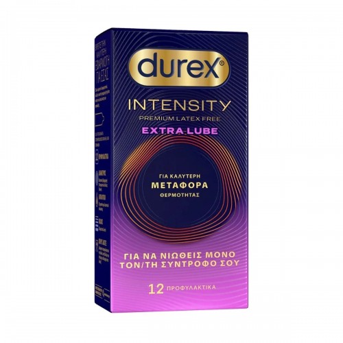 Durex Intensity Premium Latex Free Extra Lube Εξαιρετικά Λεπτά Προφυλακτικά Intensity με Έξτρα Λιπαντικό, 12τεμ