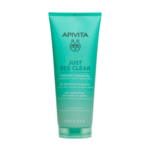 Apivita Just Bee Clear Purifying Cleansing Gel, Καθαριστικό Τζελ Προσώπου για Λιπαρή Επιδερμίδα ή με Τάση Ακμής 200ml