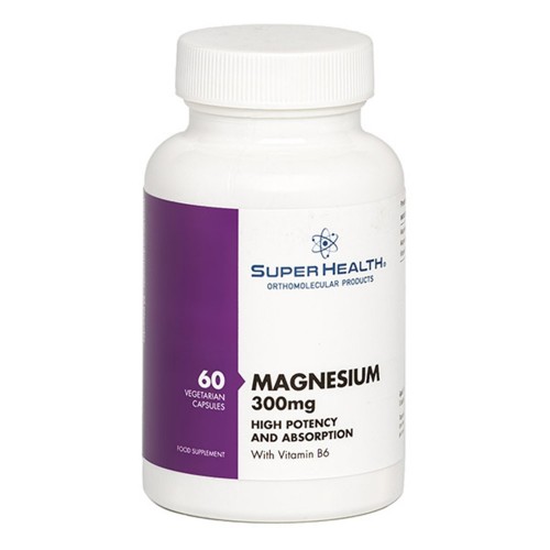 Super Health Συμπλήρωμα διατροφής Magnesium with B6 300mg, 60 κάψουλες