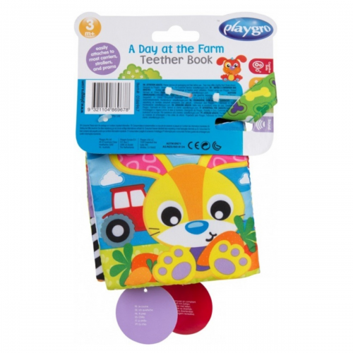 Playgro A Day At The Farm Teether Book Βιβλίο & Παιχνίδι Οδοντοφυΐας 2 σε 1 3m+, 1τεμ