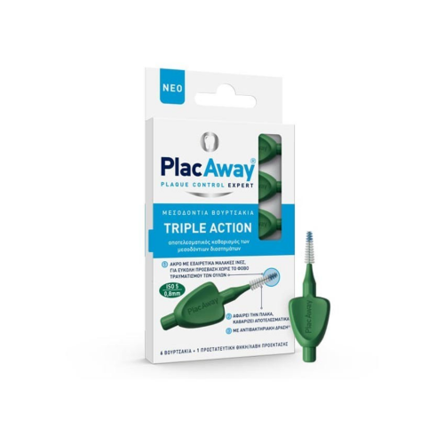 Plac Away Μεσοδόντια Βουρτσάκια Triple Action 0.8mm IS05 Κόκκινο, 6τμχ