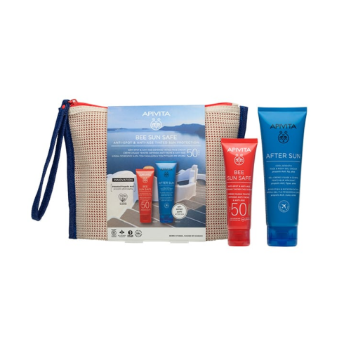 Apivita Bee Sun Safe Anti-Spot & Anti-Age Sun Protection Κρέμα Προσώπου Κατά των Πανάδων & των Ρυτίδων SPF50 με Χρώμα, 50ml & Δώρο After Sun Cool & Sooth Face & Body Gel Cream, 100ml, 1σετ