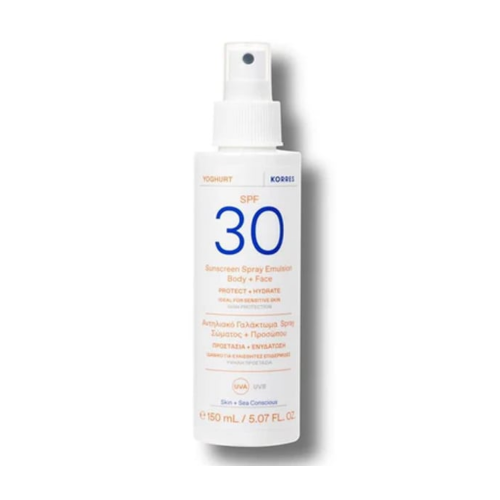 Korres Yoghurt Suncreen Spray Emulsion Αντηλιακό Γαλάκτωμα Spray Σώματος & Προσώπου SPF 30, 150ml